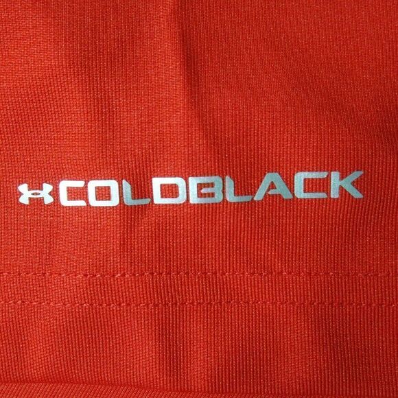 Under Armour Heatgear Loose Fit Coldblack Mens Size Large Red S/s Polo Shirt Euc - Picture 5 of 10